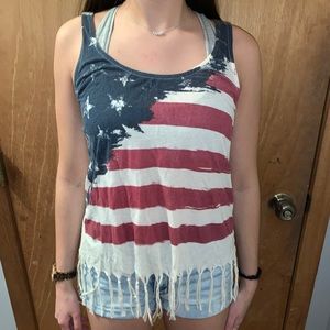 American flag tank with fringes